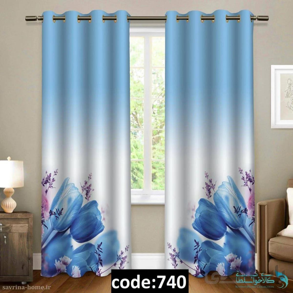 پرده پانچی طرح لاله آبی مدل Sh-740
