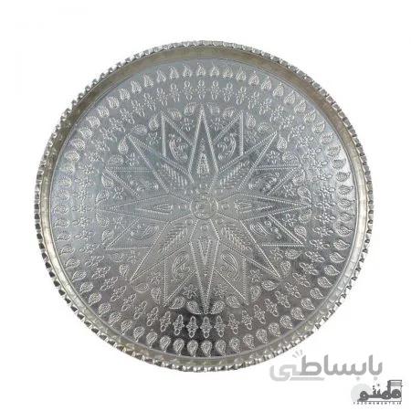 سینی مسی گرد نقره ای سایز 9