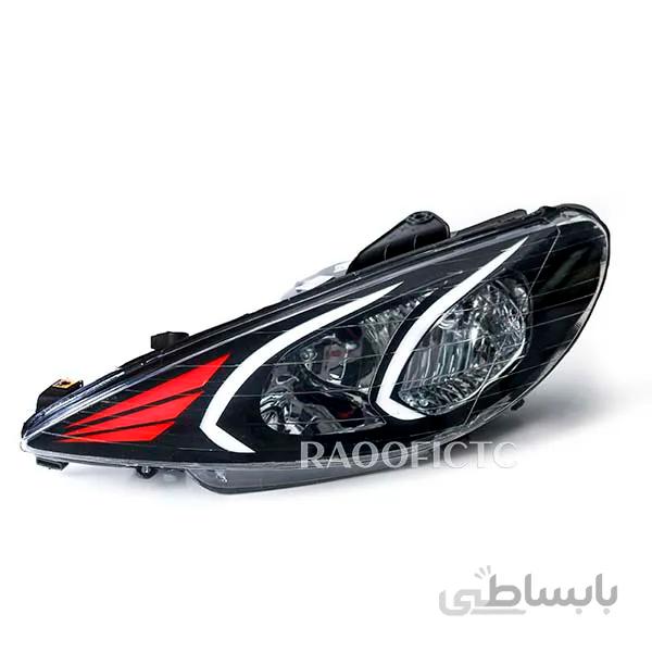 چراغ اسپرت پژو 206 جلو جفت طرح بنز