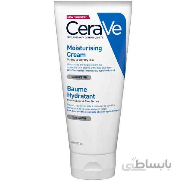 کرم مرطوب کننده و آبرسان سراوی Cerave حجم 177 میل | پوست خشک و خیلی خشک بدون عطر ا Cerave Moisturizing Cream For Dry To Very Dry Skin 177ml