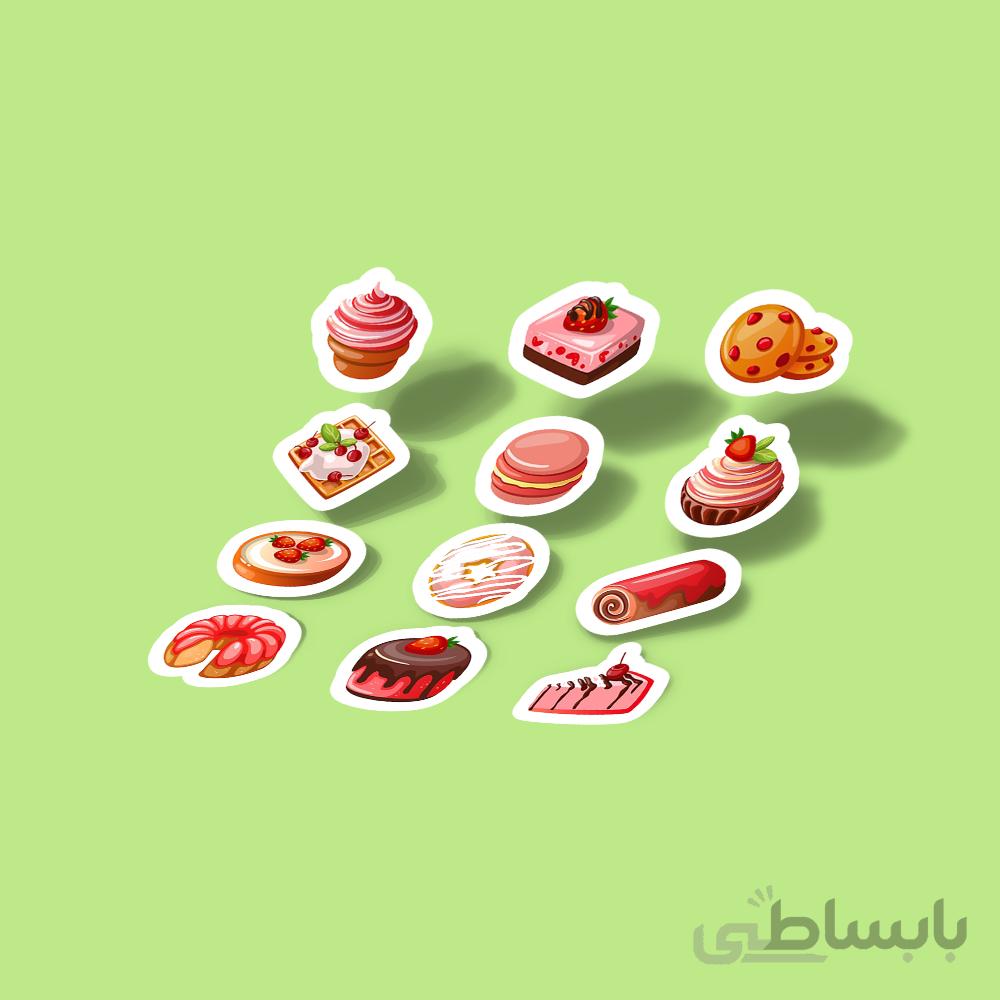 استیکر Strawberry Cherry Pink Themed Dessert Set