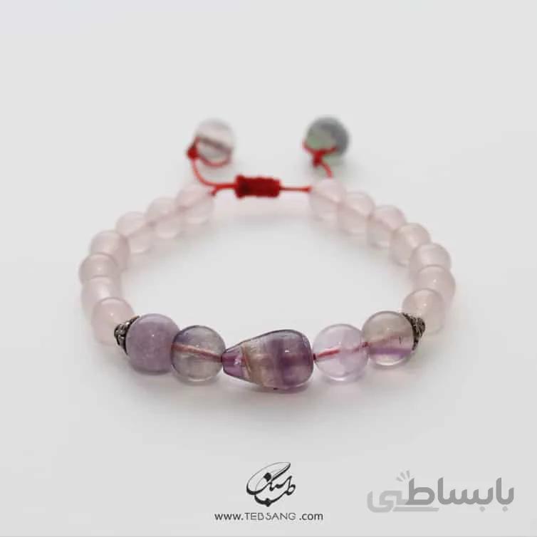 دستبند زنانه فلوریت و رز کوارتز کد BT-101