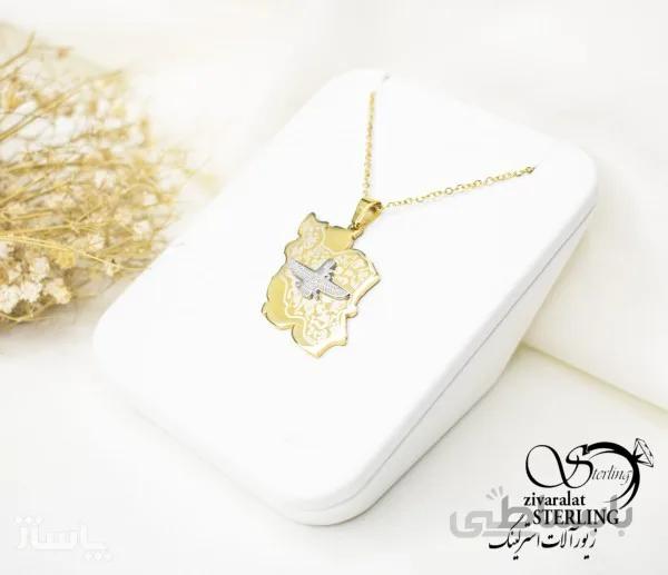 گردنبند زنانه طرح طلا نقشه ایران کد 651353