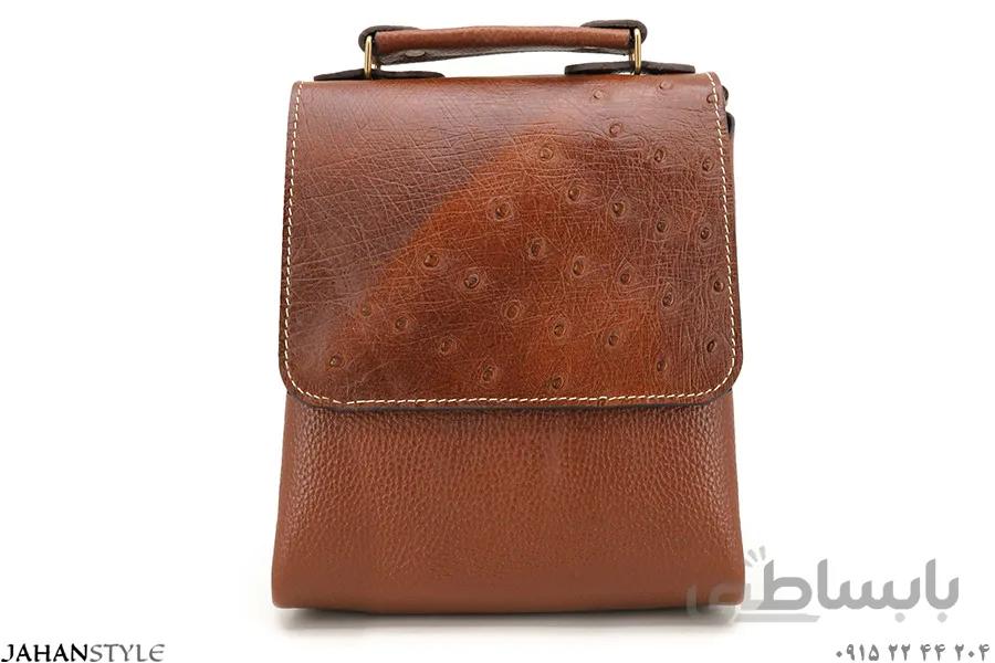کیف دستی و دوشی چرم طبیعی بوفالو عسلی
