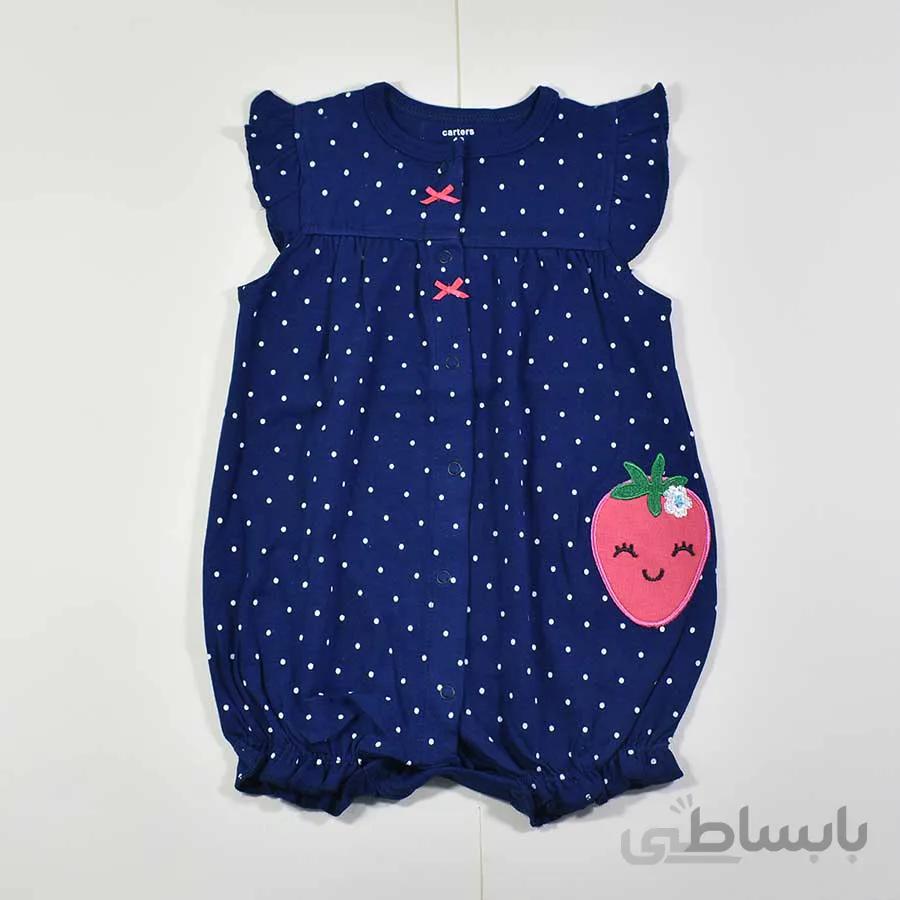 رامپر نوزاد دخترانه طرح توت فرنگی کد 1256