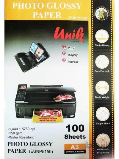 فتوگلاسه 150 گرم 100برگی A3 - Unik