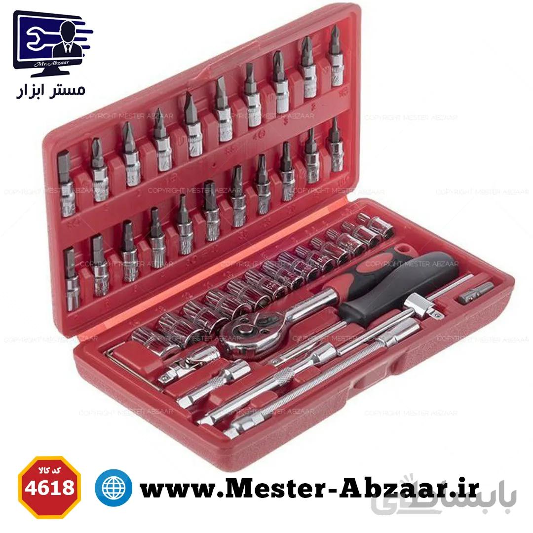 جعبه بکس 46 عددی بکس و پیچ گوشتی مدل TAT TOOLS 46 PCS درایو 1/4 ا TAT TOLLS 46 PCS