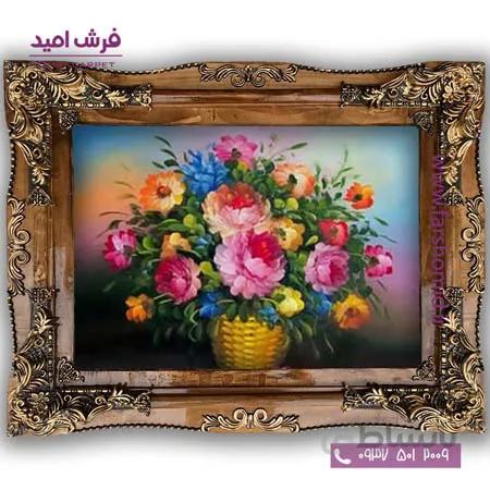 تابلو فرش ماشینی طرح تابلو سبد گل کد 5017 فرشان