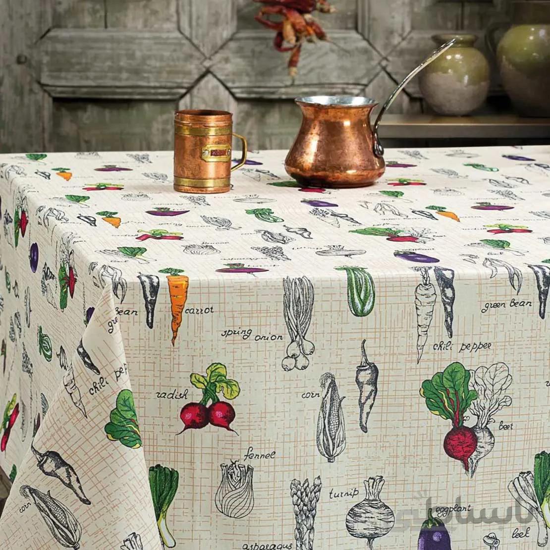 رومیزی سفره ای چاپی رزین تاژ 8 نفره مستطیل 140*250 طرح تربچه