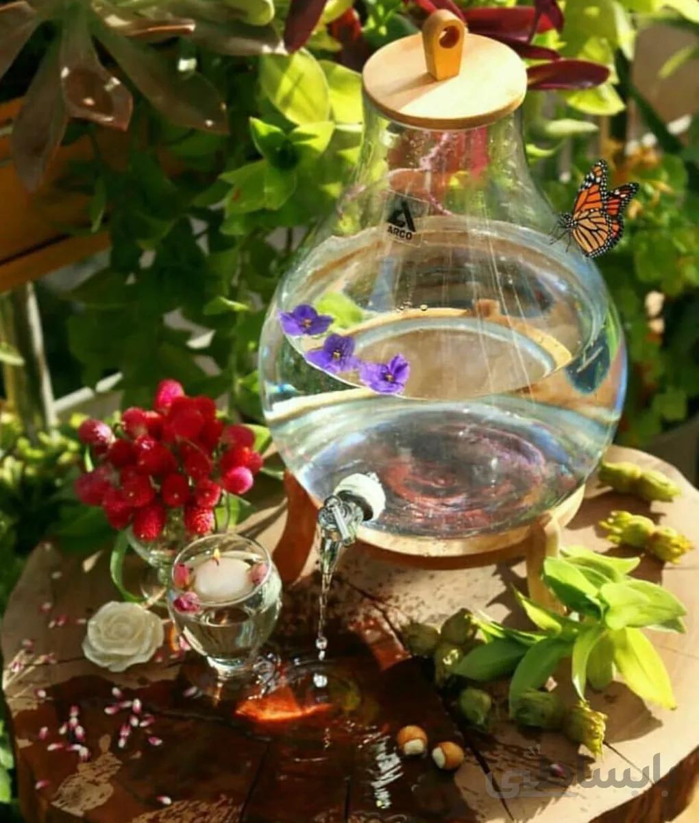 کلمن شیشه ای پایه چوبی ARKO