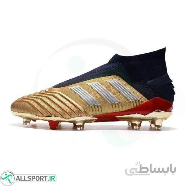 کفش فوتبال آدیداس پردیتور طرح اصلی ساقدار طلایی سفید Adidas Predator 19+ FG Gold Navy Metallic Silver