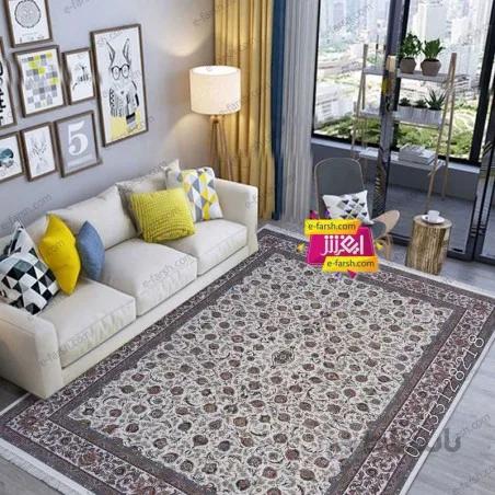 فرش ماشینی زمرد مشهد طرح 45000 کرم حاشیه کرم