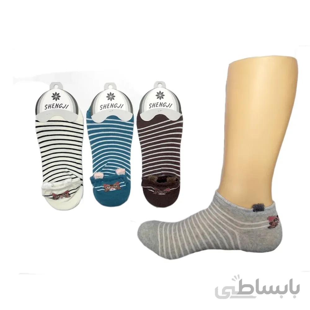 جوراب مچی پشت گوشدار زنانه طرح رینگی