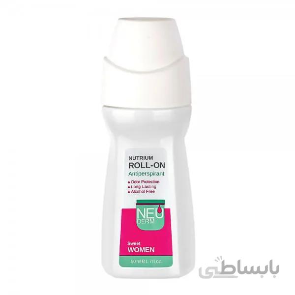 مام رول ضد تعریق فاقد آلومینیوم زنانه نئودرم ا Neuderm Nutrium Roll-on Aluminum-free for women کد 348848
