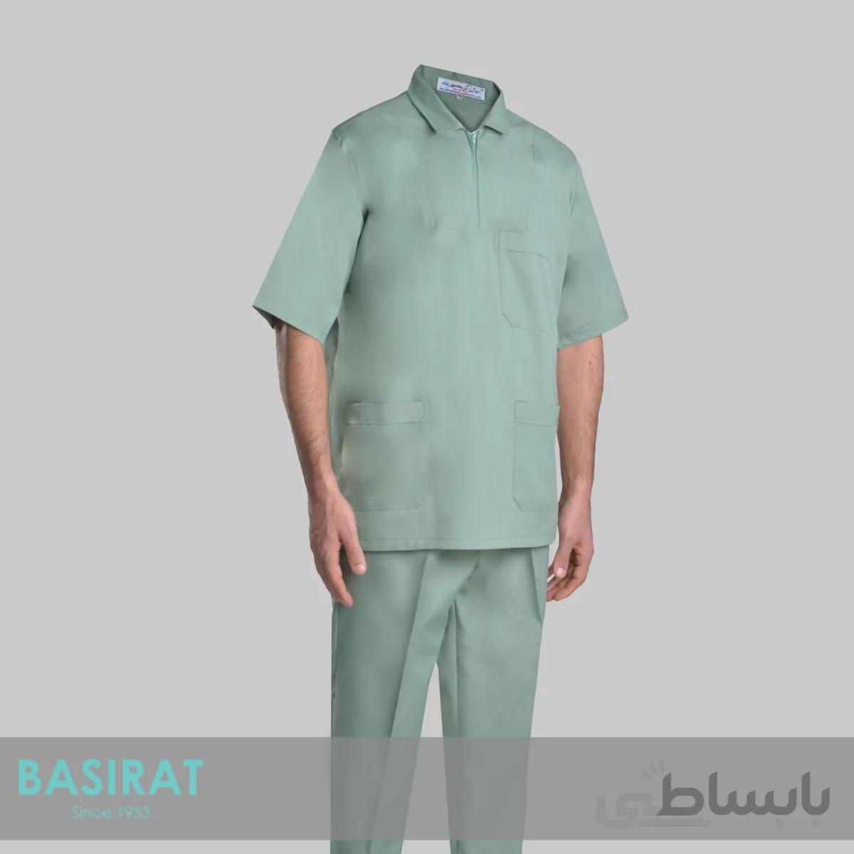 اسکراب (بلوز و شلوار) اتاق عمل – يقه دار نيم زيپ سدری