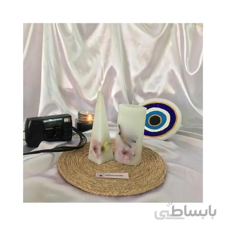 آلیناکندل -ست شمع گل خشک ۲ تیکه