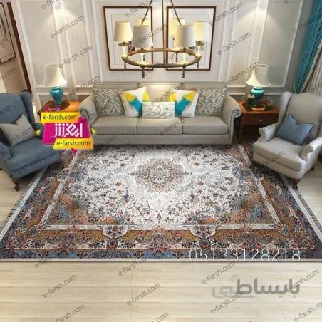 فرش ماشینی آرا مشهد طرح 60034 کرم