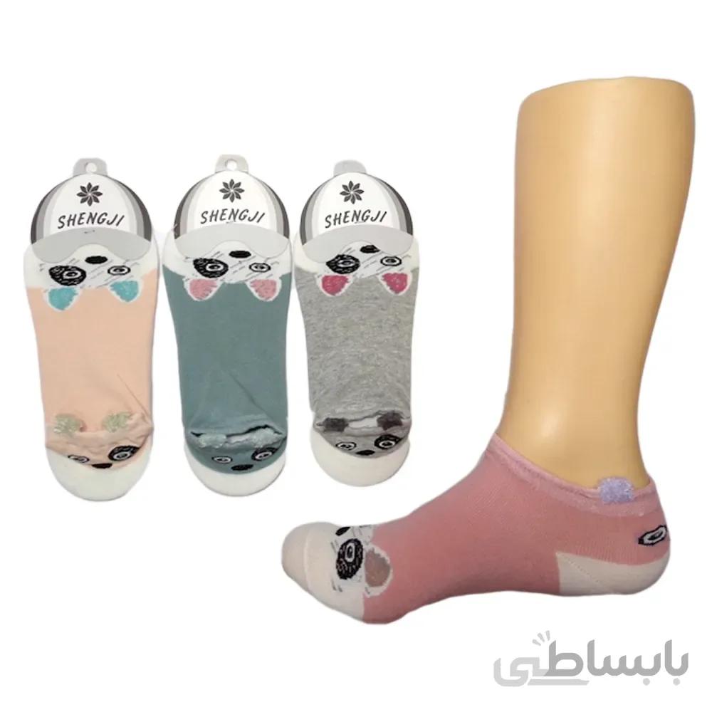 جوراب مچی پشت گوشدار زنانه طرح گربه