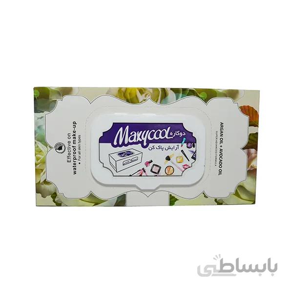 دستمال دوکاره کاغذی+مرطوب آرایشی ماکسی کول Maxycool