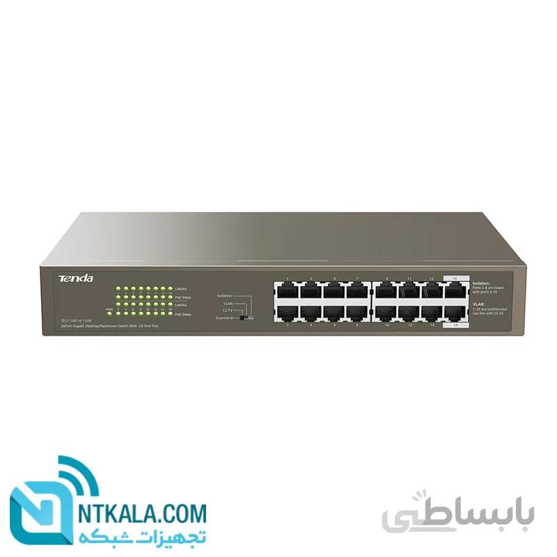 سوییچ ۱۶ پورت گیگابیتی PoE تندا مدل TEG1116P-16-150W