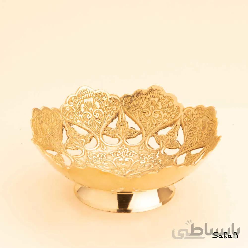 کاسه برنجی طلایی پایه کوتاه مدل منگو