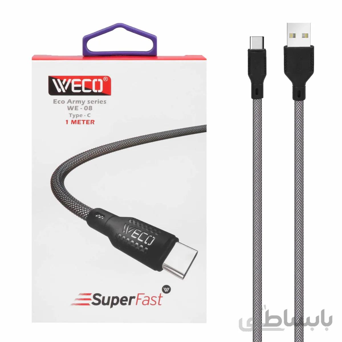کابل شارژ فست Weco Type-C مدل We-08-مشکی