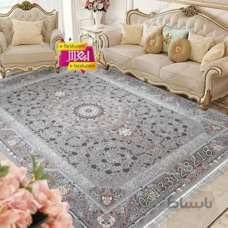 فرش ماشینی زمرد مشهد طرح 55006 صدفی گل برجسته
