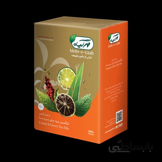 دمنوش تناسب مهر گیاه (زیره، چای سبز و سنا)