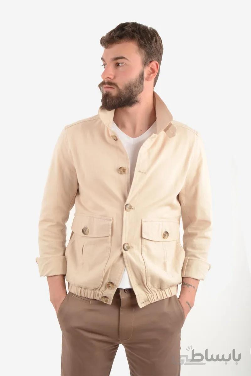 Luppo Club مانتو مردانه کتانی بژ بدون خط تابستانی