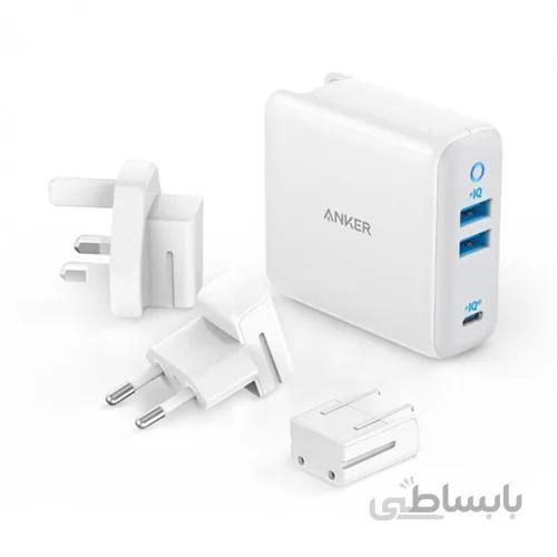 شارژر دیواری انکر 65 وات PowerPort III 3-Port – مدل A2033