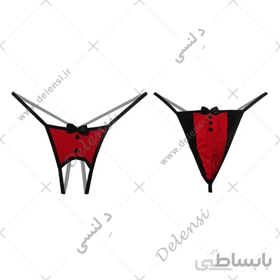 ست زوجین لباس زیر زنانه و مردانه پاپیون دار لامبادا قرمز