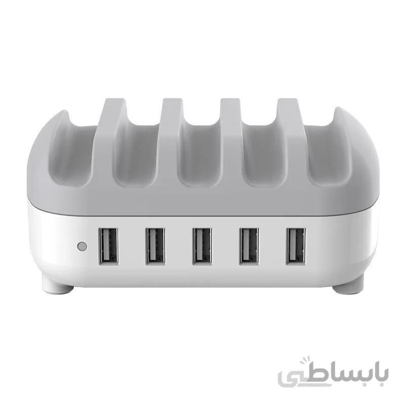 شارژر رومیزی ۵ پورت Orico DUK-5P سفید (گارانتی ۱۲ ماهه) ا Orico DUK-5P 5Port Desktop Charger