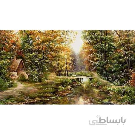 نخ و نقشه تابلو فرش طبیعت کد 107