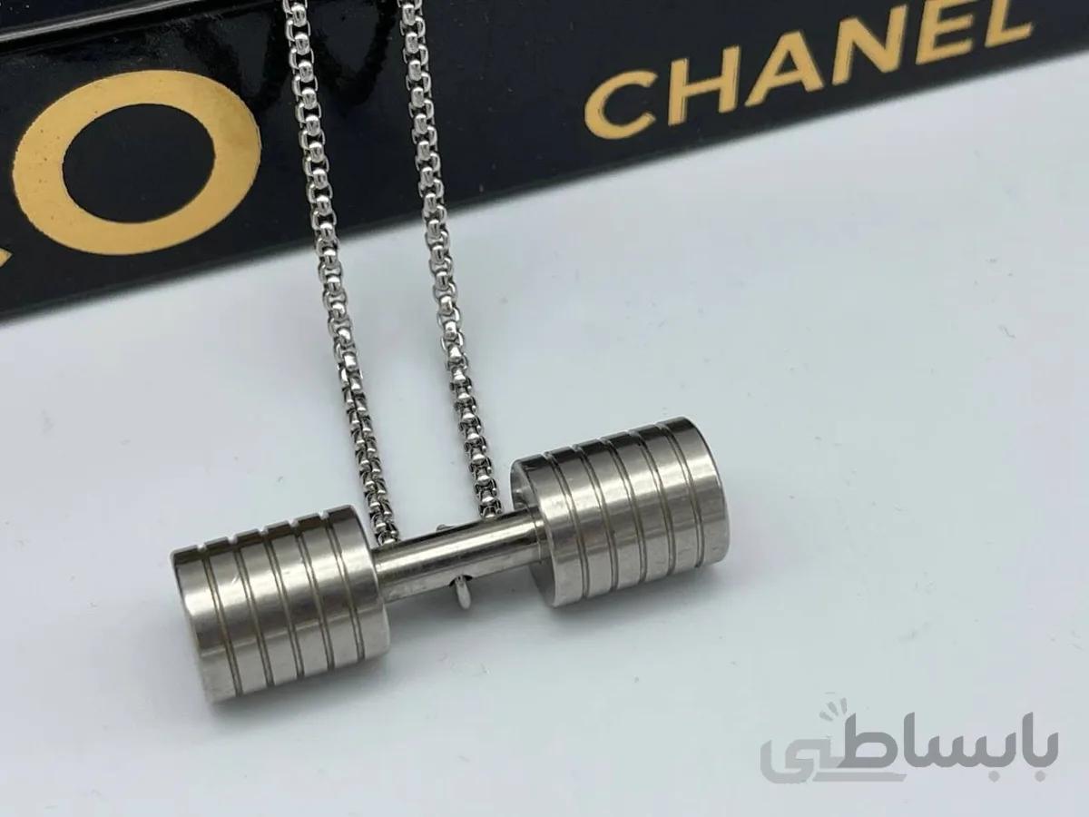 گردنبند دمبل نقره ای