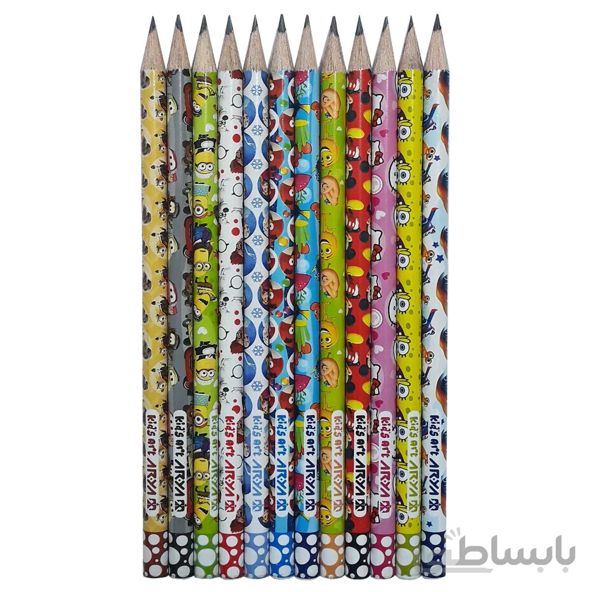 مداد مشکی آریا مدل KID'S ART کد A4 بسته 12 عددی