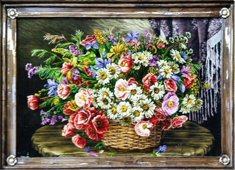 تابلو فرش گل رومیزی سبد دار ا Carpets of flowers, desktop basket hanging