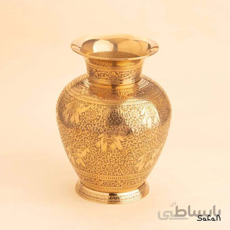 گلدان برنجی قلمزنی طلایی