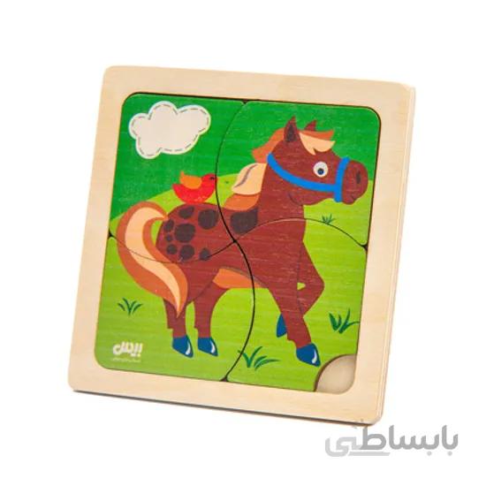 پازل چوبی 4 تکه حیوانات ( اسب )