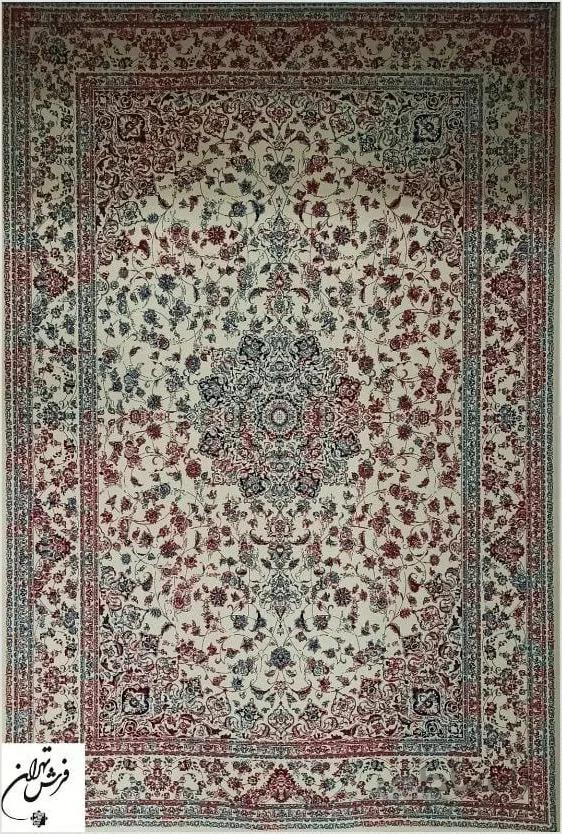 فرش تهران طرح گلاریس کرم لاکی 1200 شانه تراکم 3600