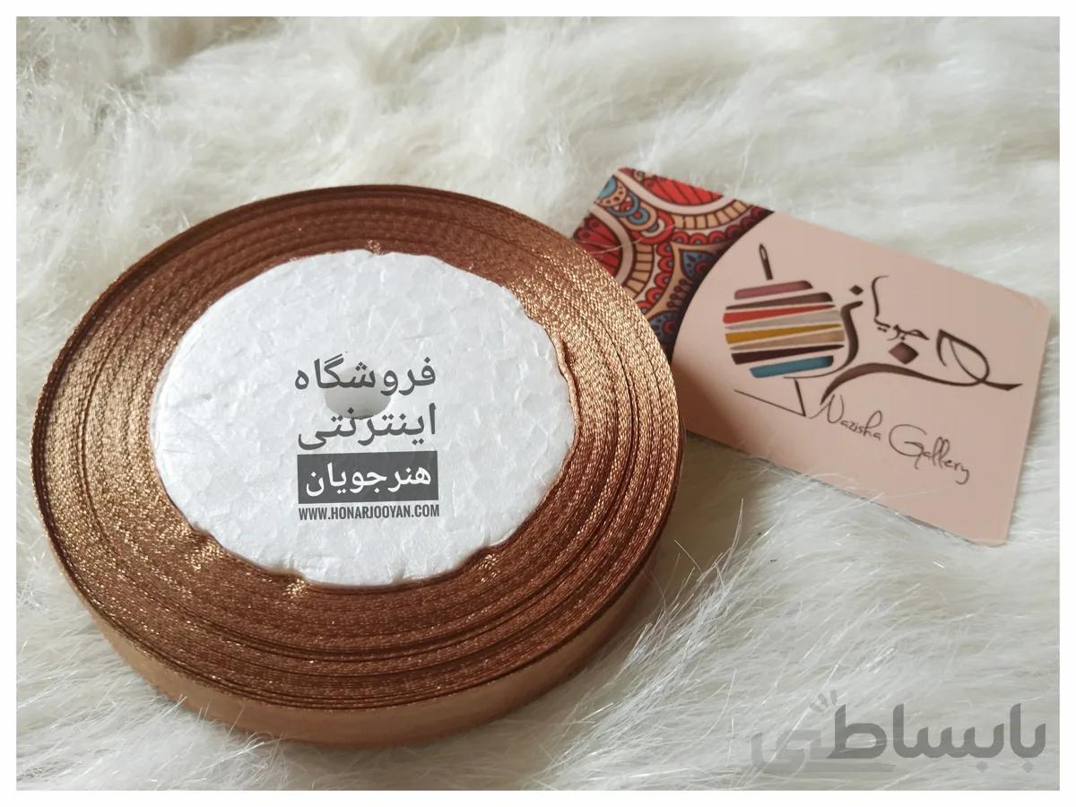 روبان ساتن 1.3 سانت قهوه ای کمرنگ رول کامل