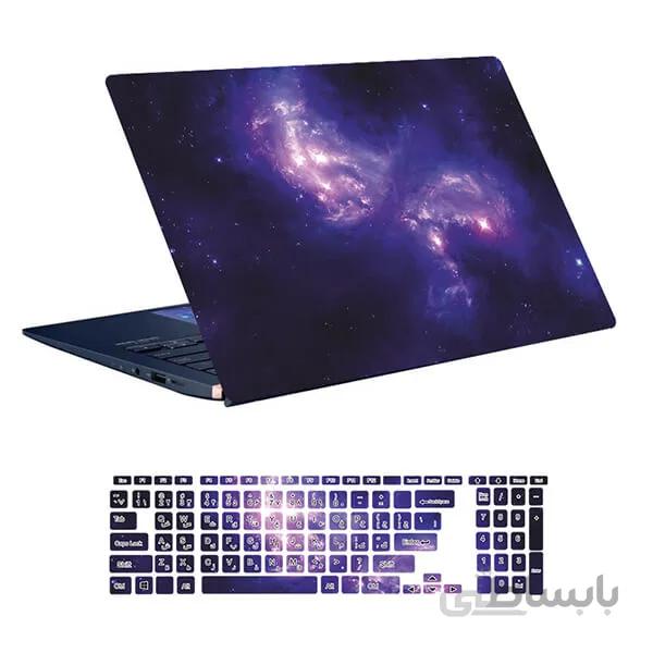 اسکین لپ تاپ طرح Space کد ۶۹ به همراه استیکر کیبورد