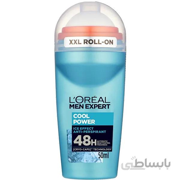 مام رول ضد تعریق مردانه 48 ساعته لورال مدل Loreal Paris Men مدل COOL POWER حجم 50 میل ا L’oréal Paris Men Expert Cool Power Ice Effect Anti-Perspirant roll on 50ml