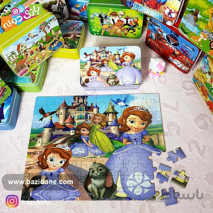 پازل چوبی 100 قطعه جعبه فلزی سوفیا