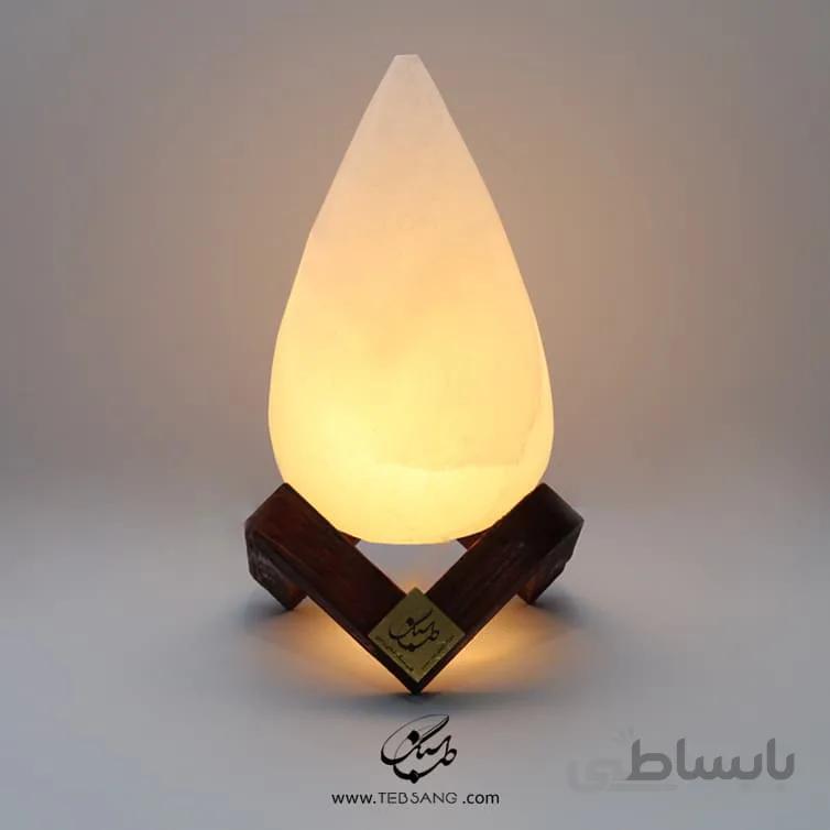 آباژور سنگ نمک طرح شبنم پایه چوبی