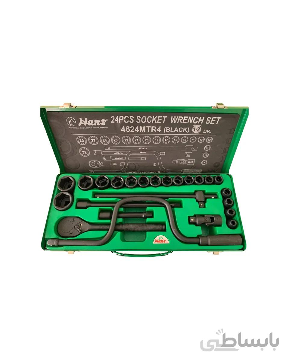 جعبه بکس 24 پارچه 6 پر فشار قوی هنس مدل 4624MTR4 ا HANS 24 pcs drives socket wrench set
