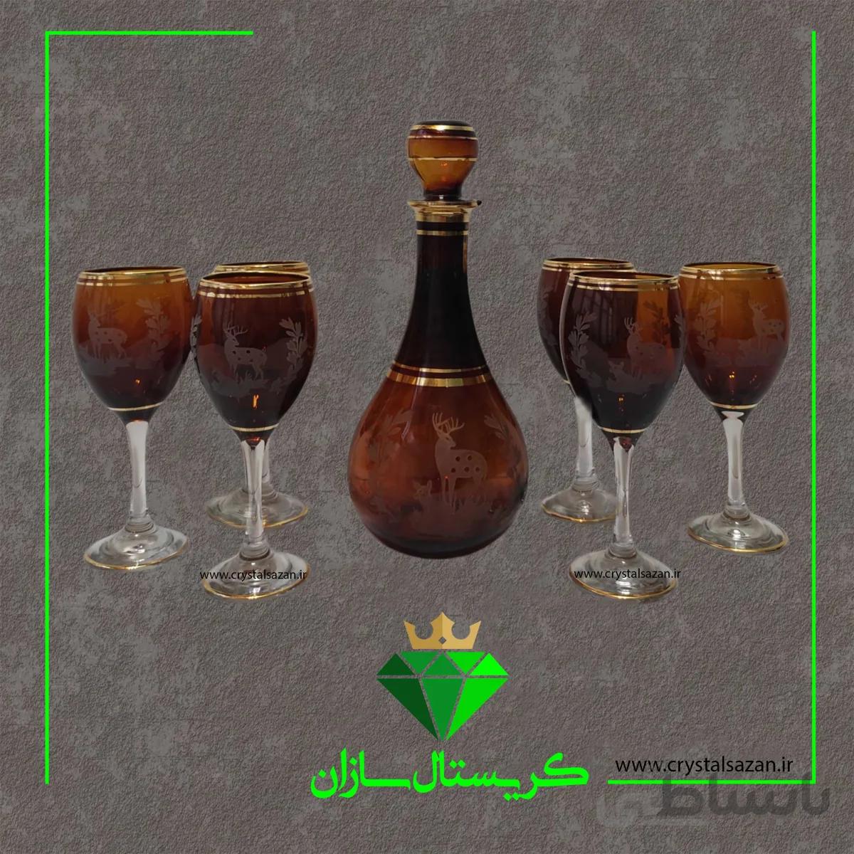 تنگ و جام 7 پارچه مدل عسلی کد J1322 کریستال سازان