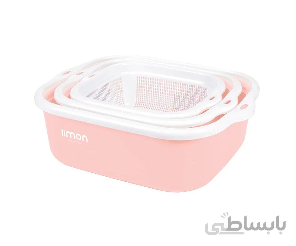 سرویس 6 پارچه لگن و آبکش نسیم لیمون کد 278