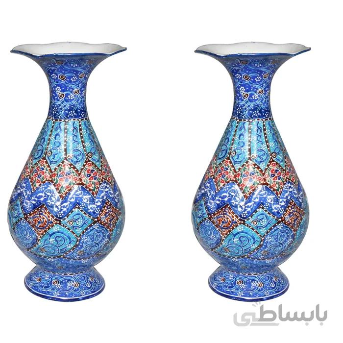گلدان میناکاری 20سانتی متری دو عددی کد E-12