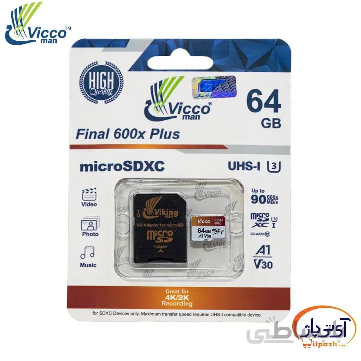 کارت حافظه microSD A1 U3 V30 ظرفیت 64 گیگابایت ویکومن سرعت 90m/s با خشاب