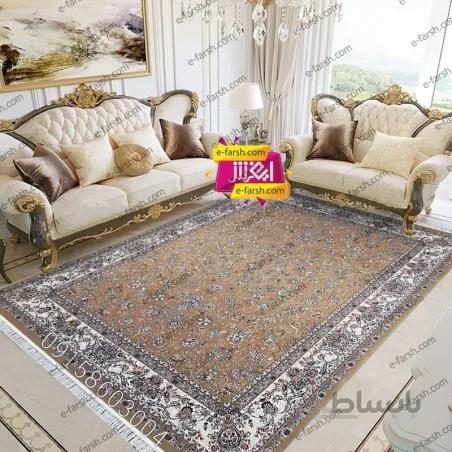 فرش ماشینی زمرد مشهد طرح 25041 بژ